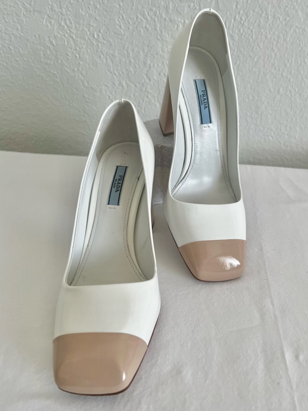 Prada Calzature Donna Vernice Bicolor Patent Leather Pumps